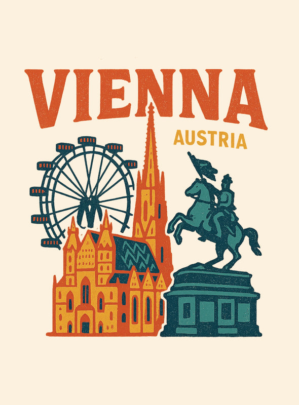 Vienna Austria Vintage Design Souvenir Vintage Travel Poster 8 x 10-Inches