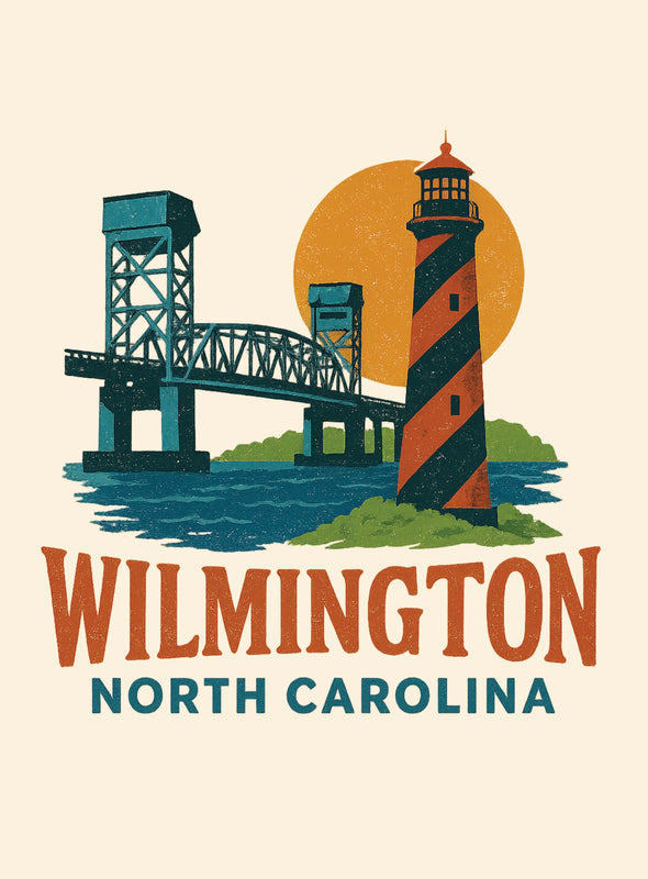 Wilmington North Carolina Vintage Design Souvenir Vintage Travel Poster 8 x 10-Inches