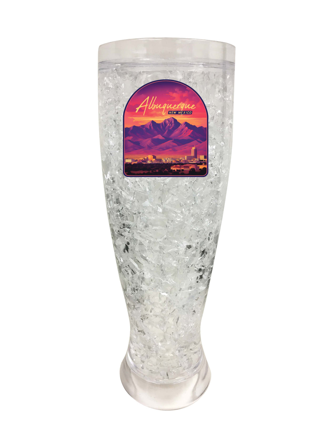 Alburqueque New Mexico Design B Souvenir 16 oz Plastic Broken Glass Frosty Mug 2-Pack