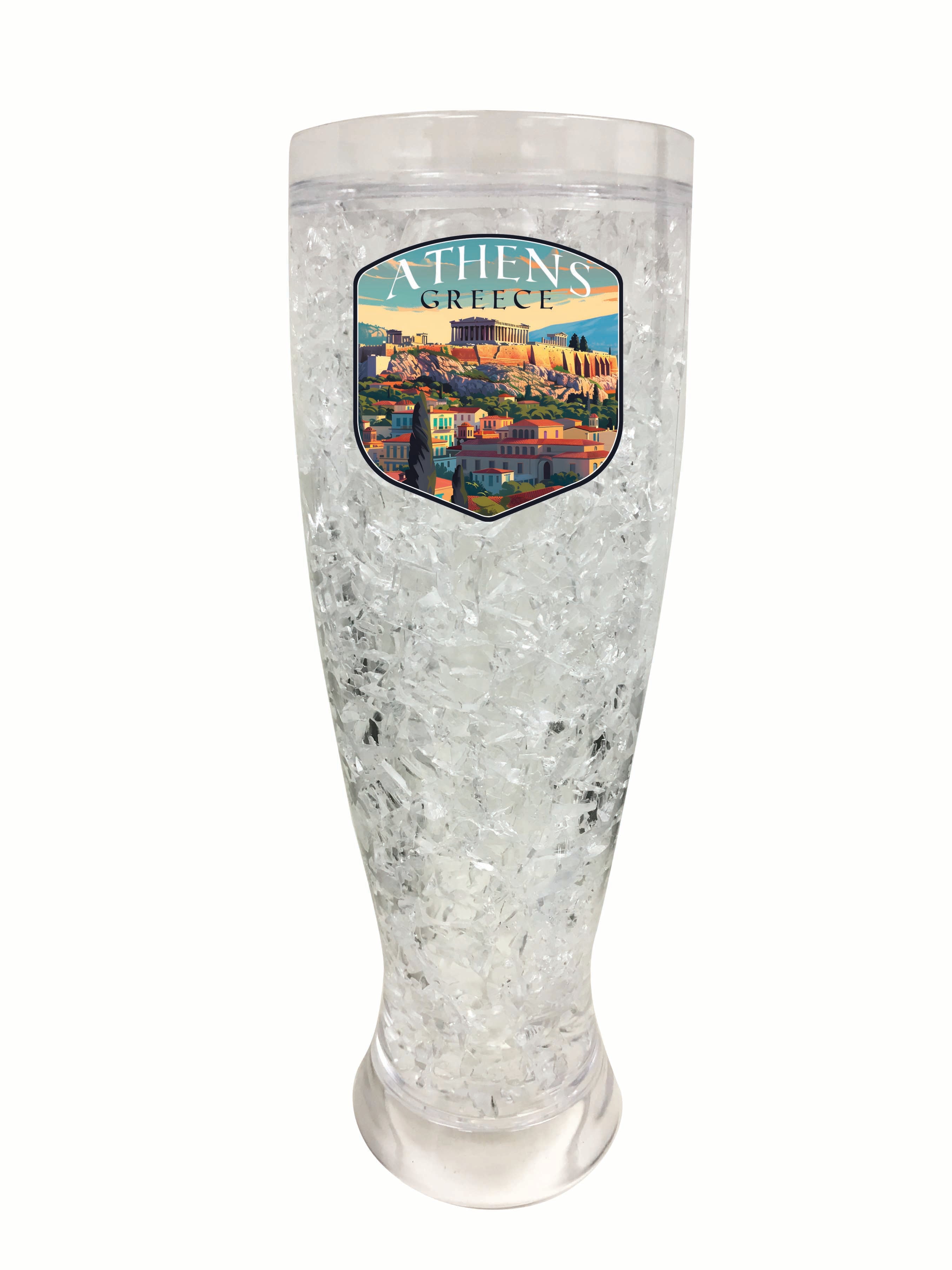 Athens Greece Acropolis Cityscape Design Souvenir 16 oz Plastic Broken Glass Frosty Mug Single