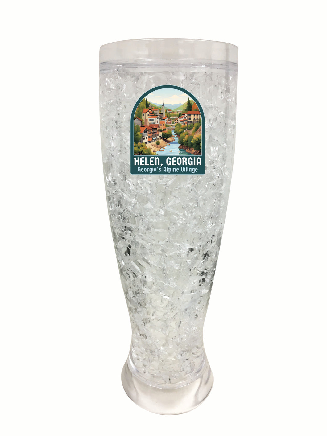 Helen Georgia Alpine Village Design Souvenir 16 oz Plastic Broken Glass Frosty Mug 4-Pack