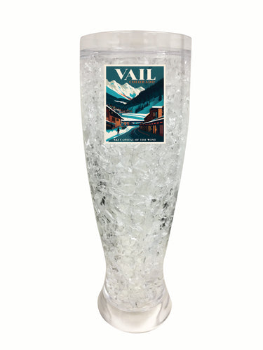 Vail Colorado Design B Souvenir 16 oz Plastic Broken Glass Frosty Mug 4-Pack