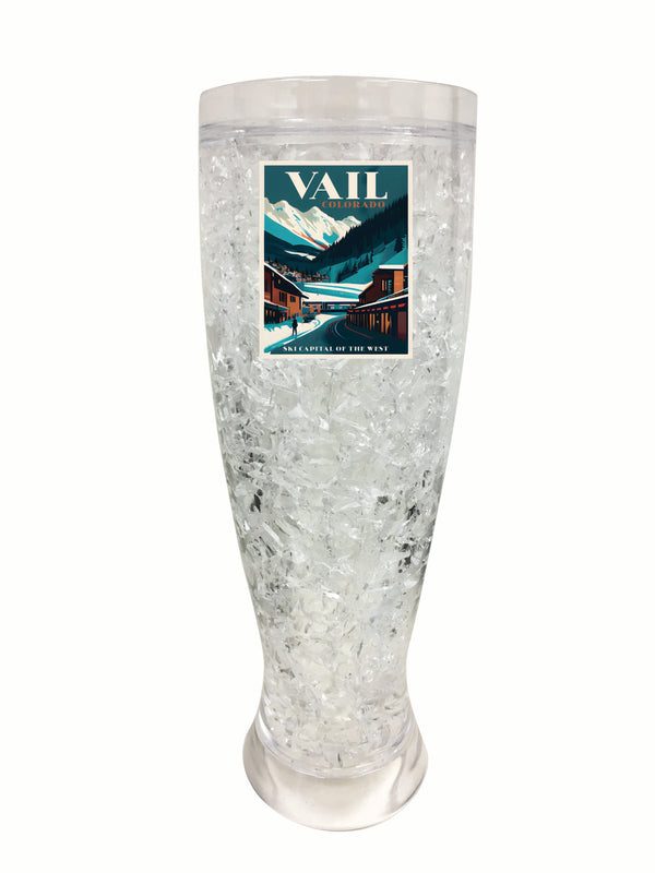 Vail Colorado Design B Souvenir 16 oz Plastic Broken Glass Frosty Mug 4-Pack