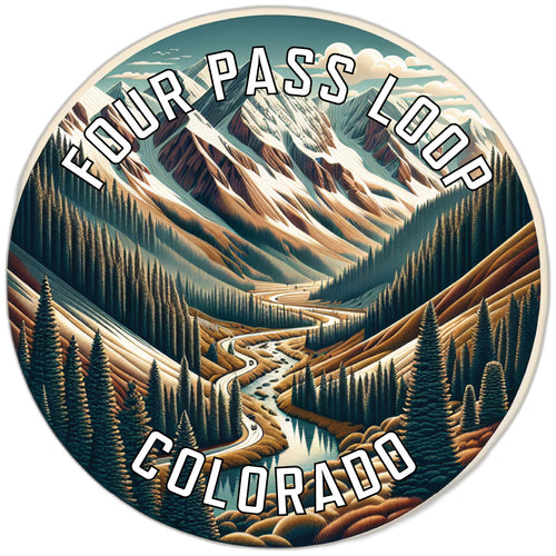 Four Pass Loop Souvenir Vinyl Decal Sticker 2-Inch