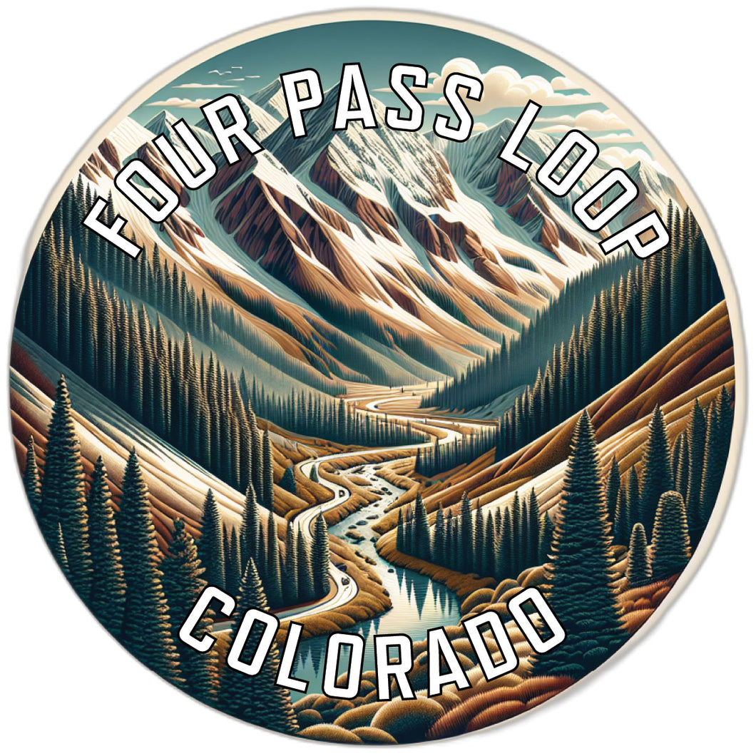 Four Pass Loop Souvenir Vinyl Decal Sticker 2-Inch
