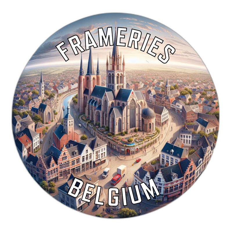 Frameries Belgium Souvenir Die Cut Flat Magnet 3-Inch
