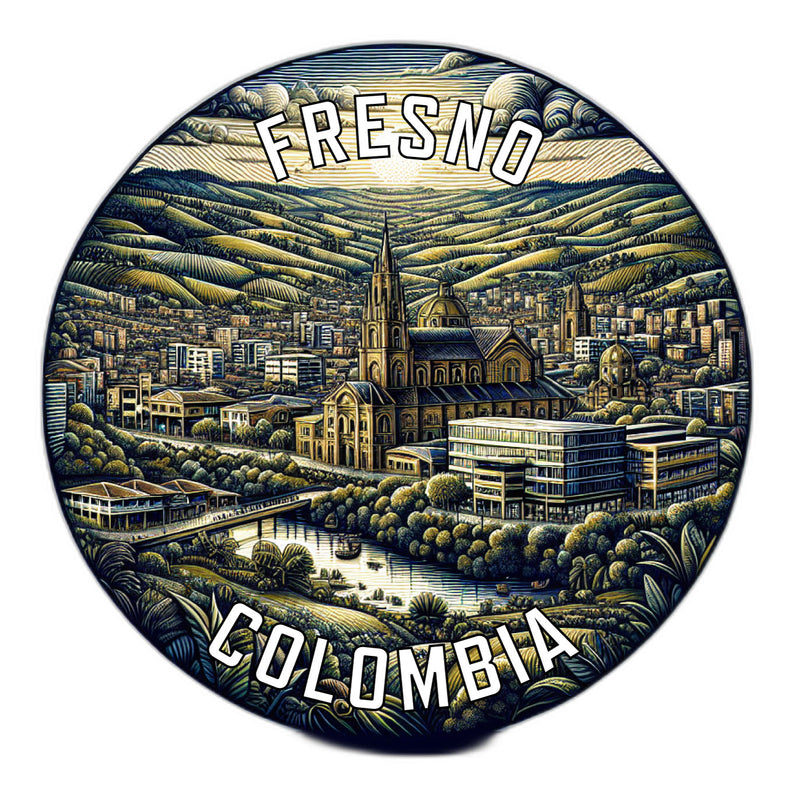 Fresno Colombia Souvenir Die Cut Flat Magnet 6-Inch