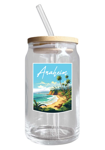 Anaheim California Design B Souvenir 12 oz Beer Can Glass Single