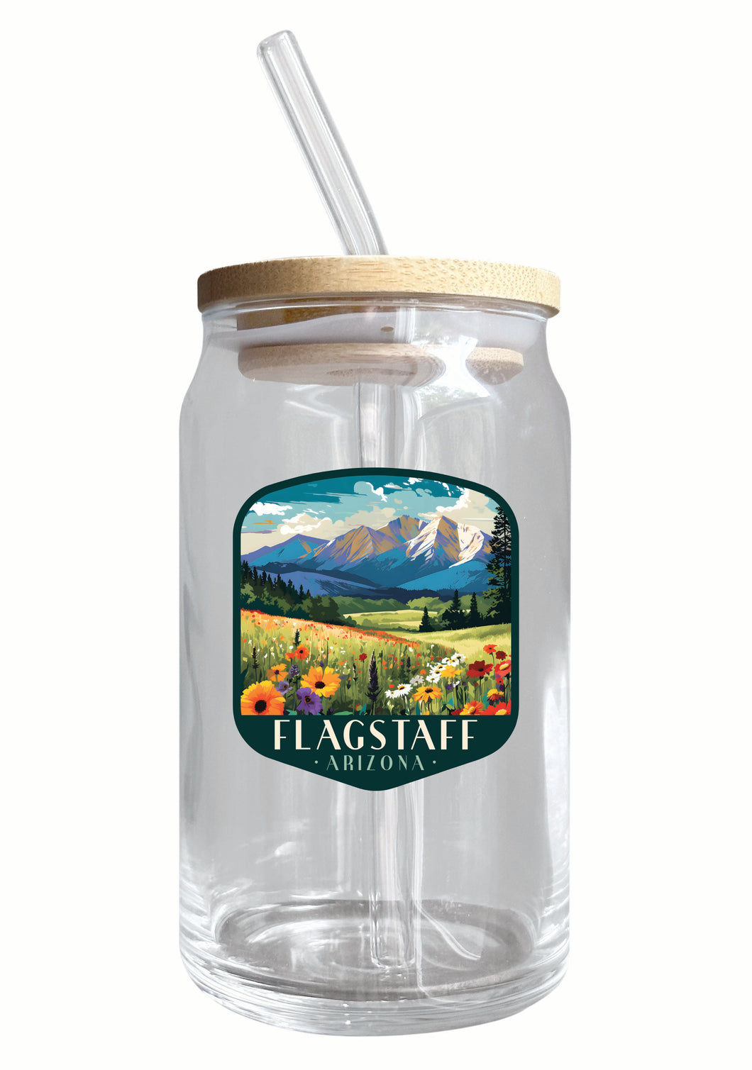 Flagstaff Arizona Design C Souvenir 12 oz Beer Can Glass 2-Pack