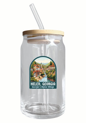 Helen Georgia Alpine Village Design Souvenir 12 oz Beer Can Glass Single