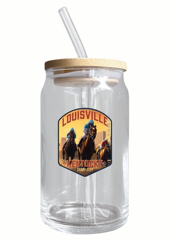Louisville Kentucky Derby City Design Souvenir 12 oz Beer Can Glass Single