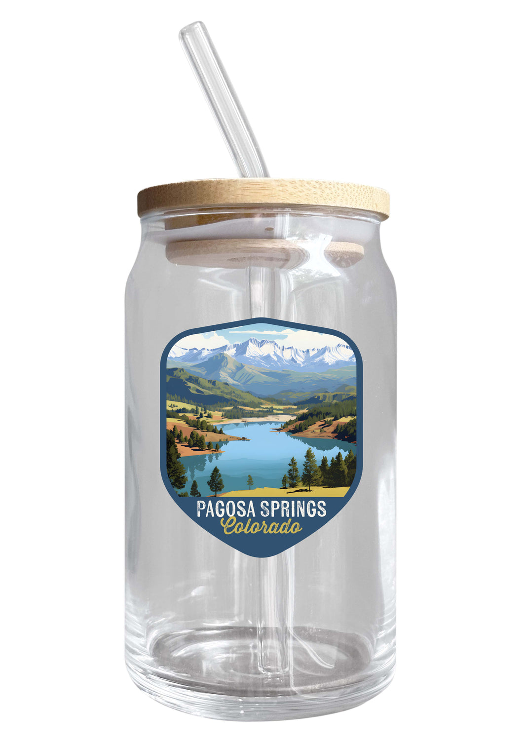 Pagosa Springs Colorado Design B Souvenir 12 oz Beer Can Glass 4-Pack