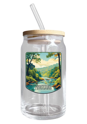 Pennsylvania Design B Souvenir 12 oz Beer Can Glass 4-Pack