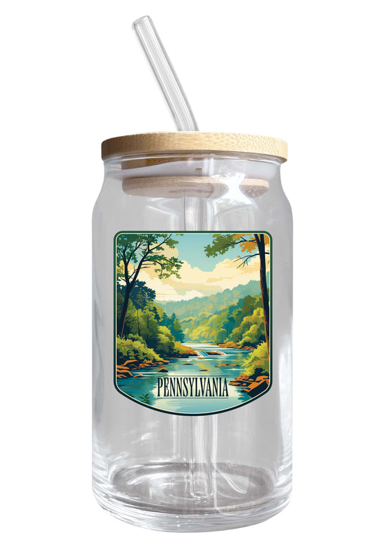 Pennsylvania Design B Souvenir 12 oz Beer Can Glass 4-Pack