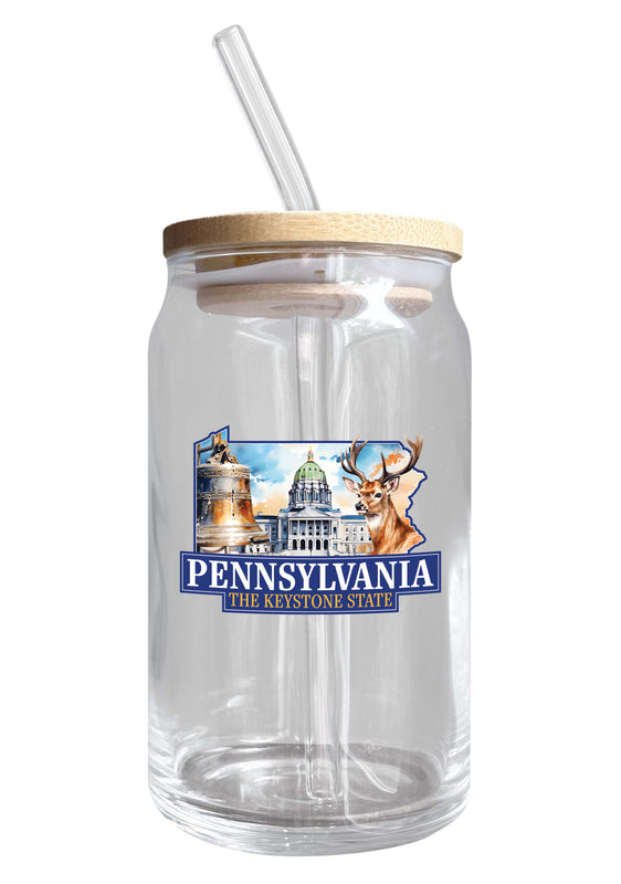 Pennsylvania Design D Souvenir 12 oz Beer Can Glass 2-Pack