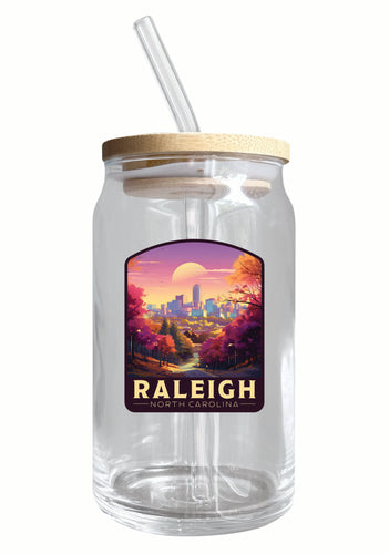 Raleigh North Carolina City of Oaks Design Souvenir 12 oz Beer Can Glass 2-Pack