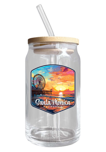 Santa Monica California Design A Souvenir 12 oz Beer Can Glass Single