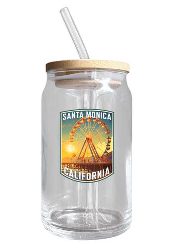 Santa Monica California Design C Souvenir 12 oz Beer Can Glass Single