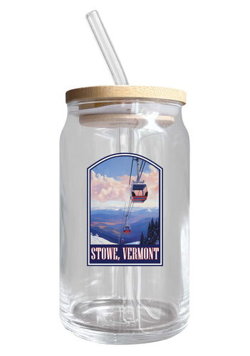 Stowe Mountain Vermont Design B Souvenir 12 oz Beer Can Glass 2-Pack