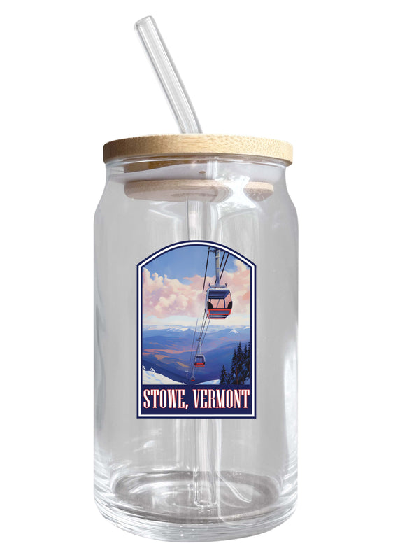 Stowe Mountain Vermont Design B Souvenir 12 oz Beer Can Glass 2-Pack