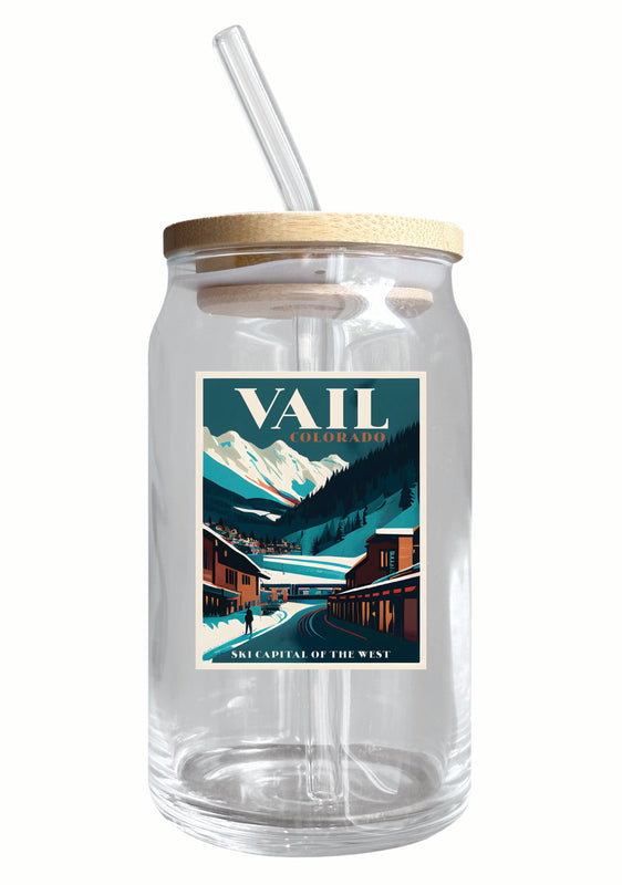 Vail Colorado Design B Souvenir 12 oz Beer Can Glass 4-Pack