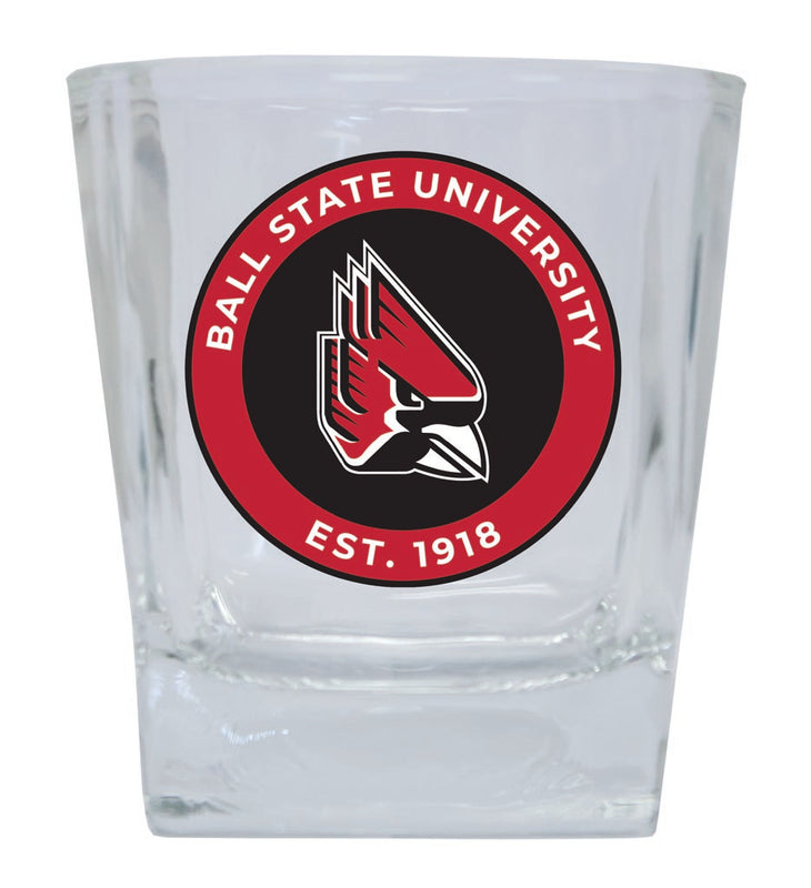 Ball State University 10 oz Whiskey Rocks Glass Circle Design Officially Licensed Collegiate Product