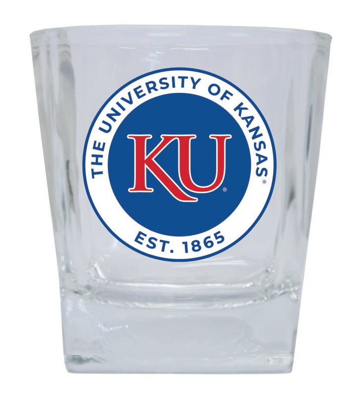 Kansas Jayhawks 10 oz Whiskey Rocks Glass Circle Design Officially Licensed Collegiate Product 