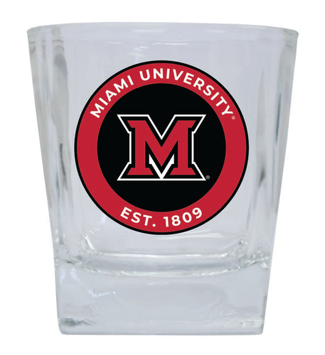 Miami University of Ohio 10 oz Whiskey Rocks Glass Circle Design Officially Licensed Collegiate Product