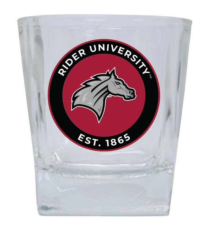 Rider University Broncs 10 oz Whiskey Rocks Glass Circle Design Officially Licensed Collegiate Product