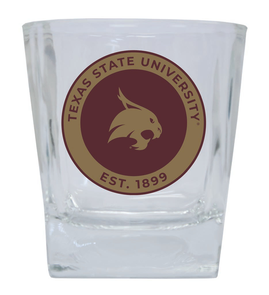 Texas State Bobcats 10 oz Whiskey Rocks Glass Circle Design Officially Licensed Collegiate Product 