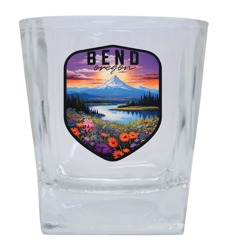 Bend Oregon Design A Souvenir 10 oz Whiskey Glass Rocks Glass 4-Pack