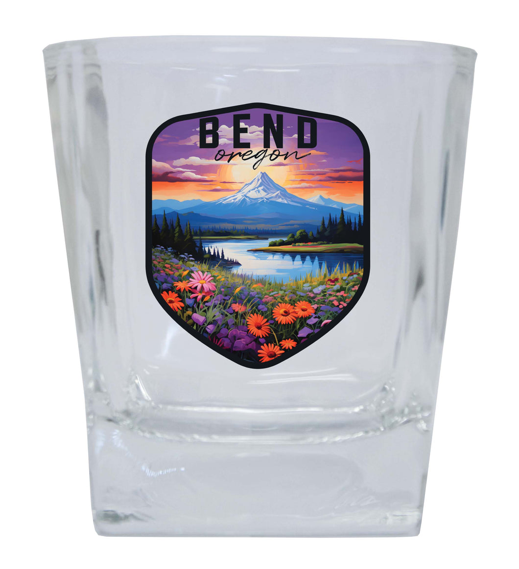 Bend Oregon Design A Souvenir 10 oz Whiskey Glass Rocks Glass 4-Pack