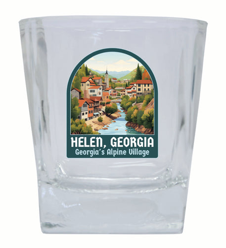 Helen Georgia Alpine Village Design Souvenir 10 oz Whiskey Glass Rocks Glass Single