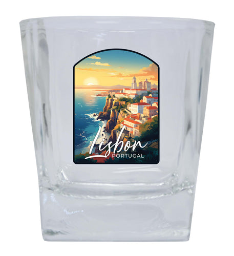 Lisbon Portugal Design B Souvenir 10 oz Whiskey Glass Rocks Glass 4-Pack