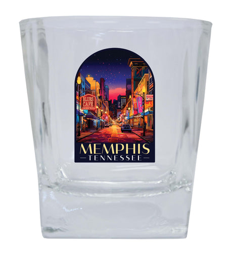 Memphis Tennessee Design C Souvenir 10 oz Whiskey Glass Rocks Glass 4-Pack