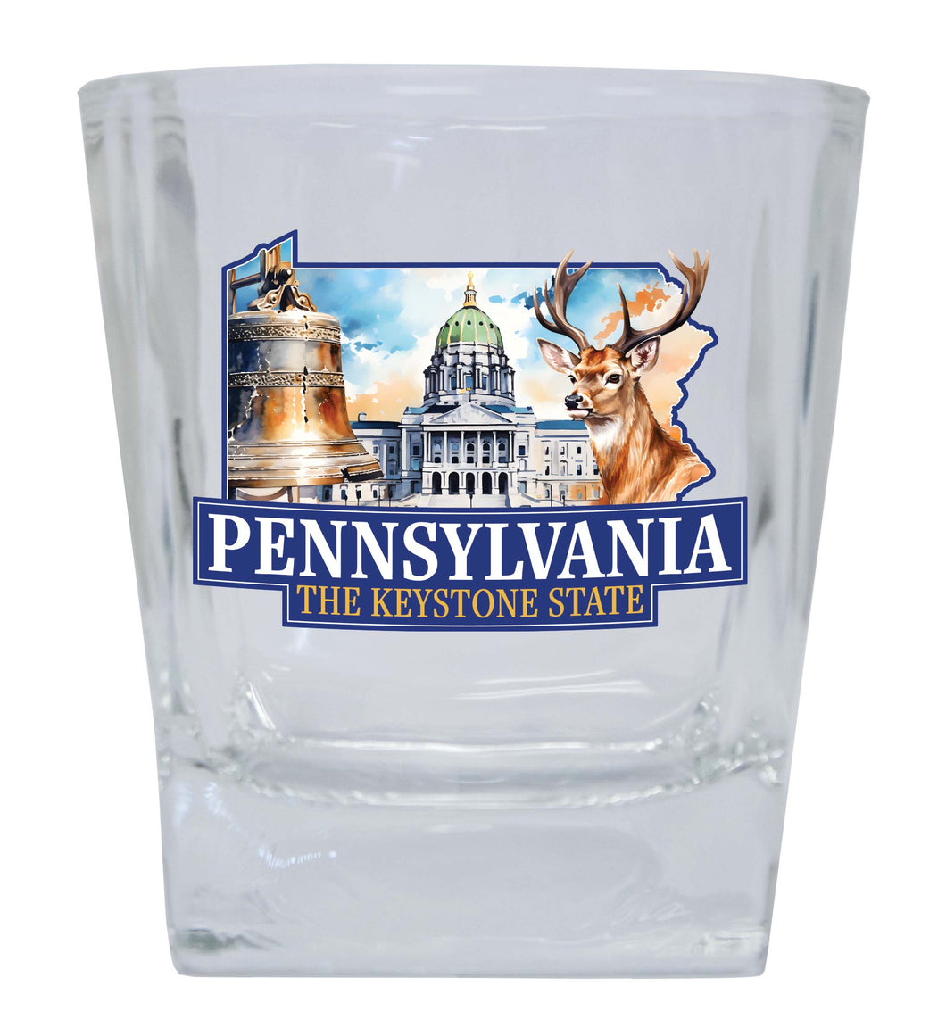 Pennsylvania Design D Souvenir 10 oz Whiskey Glass Rocks Glass Single