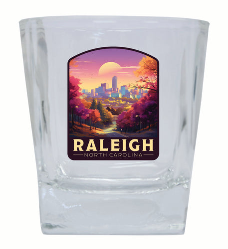 Raleigh North Carolina City of Oaks Design Souvenir 10 oz Whiskey Glass Rocks Glass 4-Pack