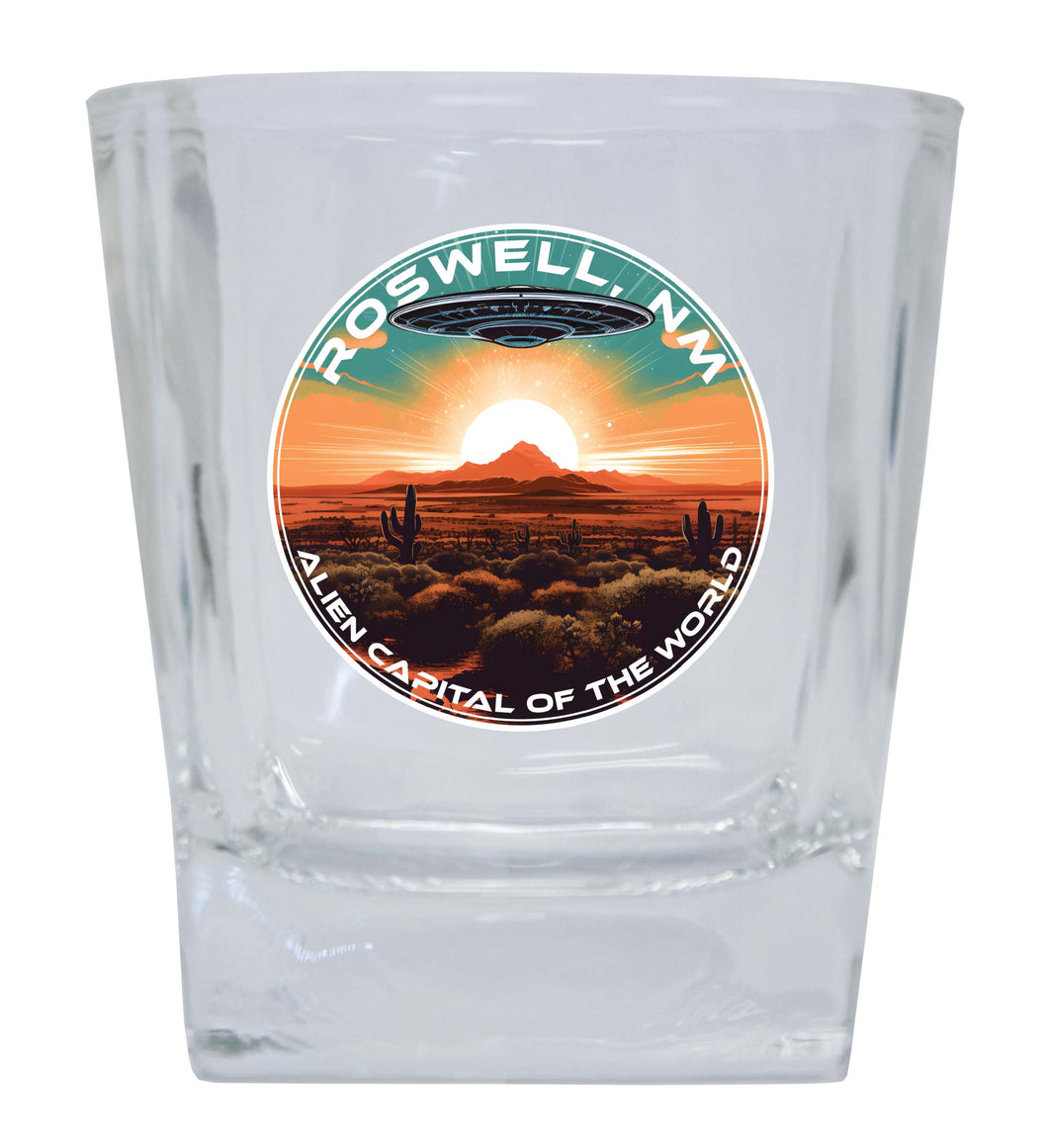 Roswell New Mexico Design A Souvenir 10 oz Whiskey Glass Rocks Glass 4-Pack