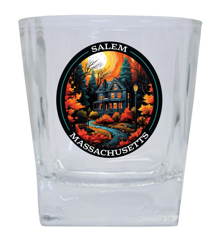 Salem Massachussettes Design B Souvenir 10 oz Whiskey Glass Rocks Glass 4-Pack