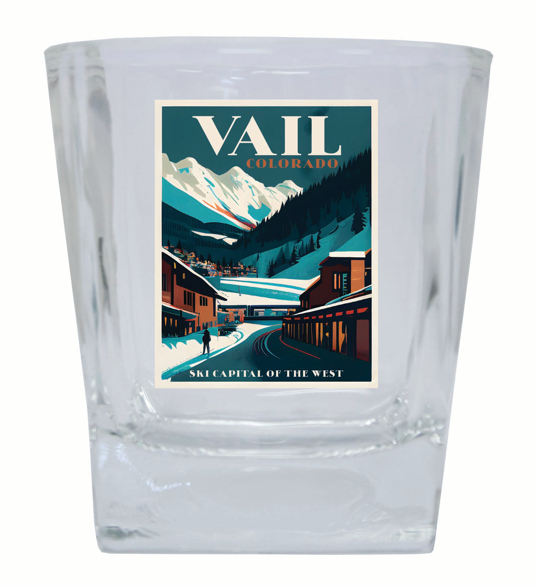 Vail Colorado Design B Souvenir 10 oz Whiskey Glass Rocks Glass 4-Pack