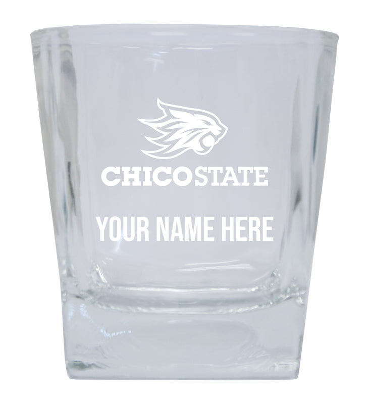 California State University, Chico Customizable Etched 8 oz Whiskey Rocks Glass Officially Licensed Collegiate Product Single Unit