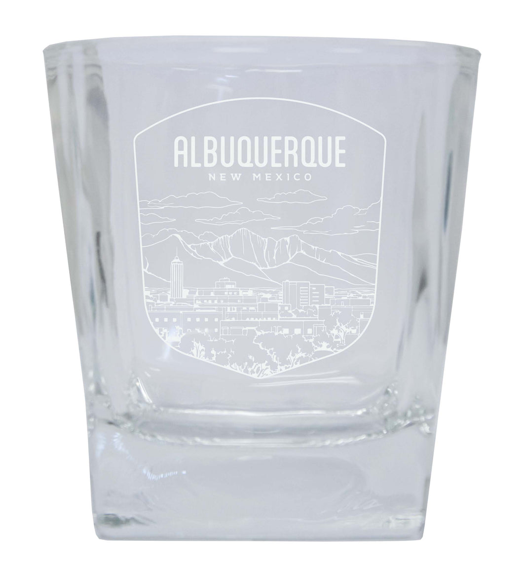 Albuquerque New Mexico Souvenir 10 oz Engraved Whiskey Glass Rocks Glass 4-Pack