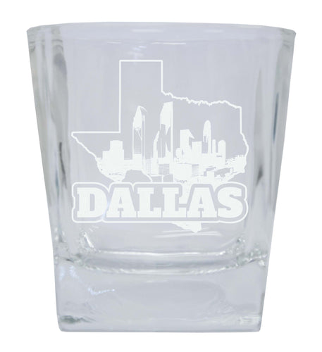 Dallas Texas Souvenir 10 oz Engraved Whiskey Glass Rocks Glass Single Unit