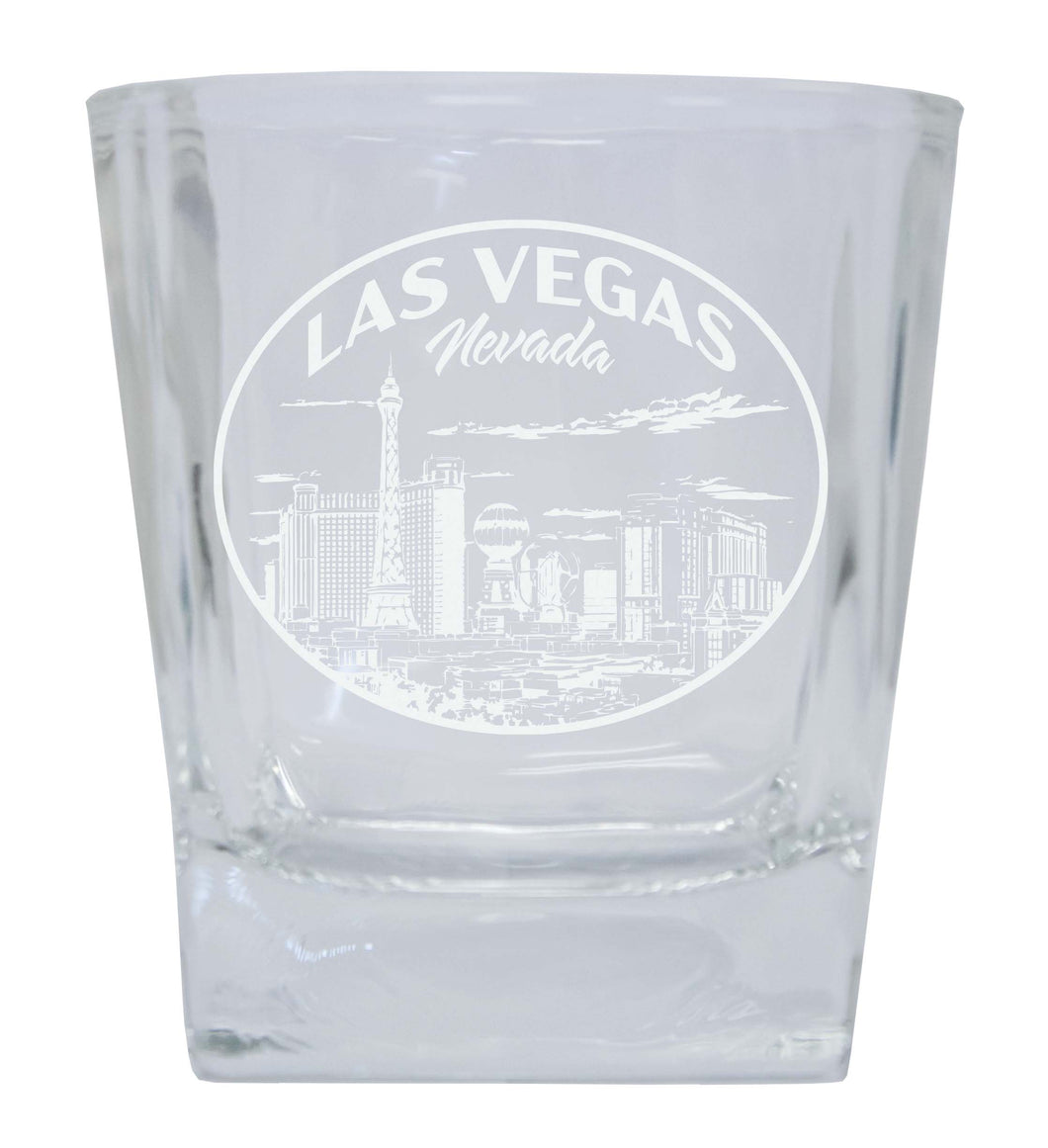 Las Vegas Nevada Souvenir 10 oz Engraved Whiskey Glass Rocks Glass 4-Pack