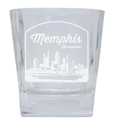 Memphis Tennessee Souvenir 10 oz Engraved Whiskey Glass Rocks Glass 2-Pack