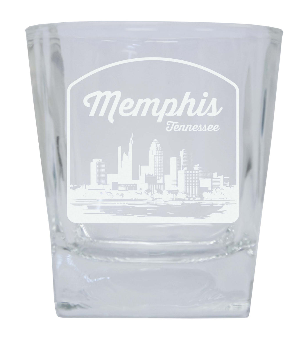 Memphis Tennessee Souvenir 10 oz Engraved Whiskey Glass Rocks Glass 2-Pack
