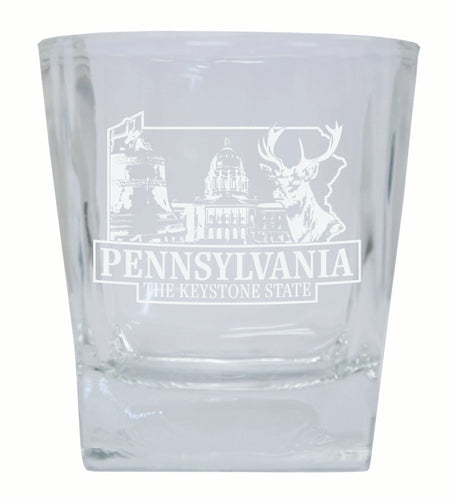 Pennsylvania Souvenir 10 oz Engraved Whiskey Glass Rocks Glass 2-Pack