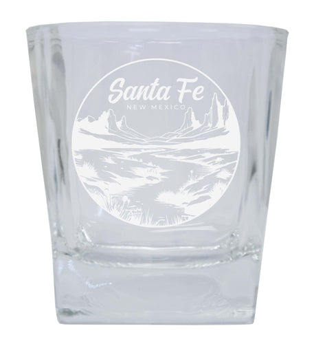 Santa Fe New Mexico Souvenir 10 oz Engraved Whiskey Glass Rocks Glass 2-Pack