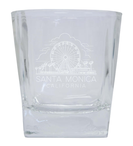 Santa Monica California Souvenir 10 oz Engraved Whiskey Glass Rocks Glass Single Unit