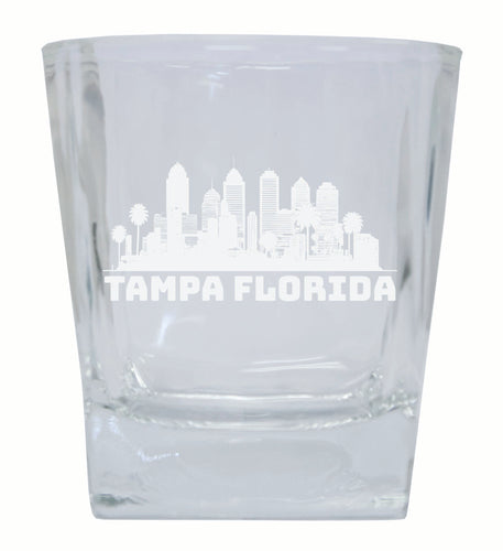 Tampa Florida Souvenir 10 oz Engraved Whiskey Glass Rocks Glass 2-Pack